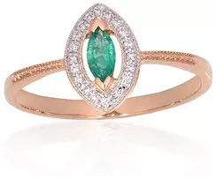 Diamond Sky Jewelry Auksinis žiedas su deimantais ir smaragdais „Aleksandrija III“