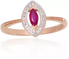 Diamond Sky Jewelry Auksinis žiedas su deimantais ir rubinais „Aleksandrija“