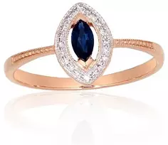 Diamond Sky Jewelry Auksinis žiedas su deimantais ir safyrais „Aleksandrija IV“