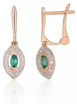 Diamond Sky Jewelry Auksiniai auskarai su deimantais ir smaragdais „Aleksandrija II“