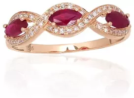Diamond Sky Jewelry Auksinis žiedas su deimantais ir rubinais „Atėnė XI“