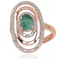 Diamond Sky Jewelry Auksinis žiedas su deimantais ir smaragdais „Emma II“