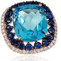 Diamond Sky Jewelry Auksinis žiedas su deimantais, topazais ir safyrais „Imperial Topaz“