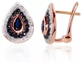 Diamond Sky Jewelry Auksiniai auskarai su deimantais ir safyrais „Royal II“