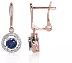 Diamond Sky Jewelry Auksiniai auskarai su deimantais ir safyrais „Širdys ir Strėlės IX“