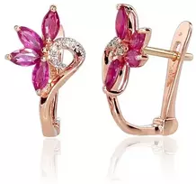 Diamond Sky Jewelry Auksiniai auskarai su deimantais ir rubinais „Crystallite IV“