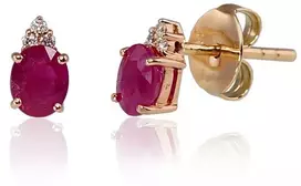 Diamond Sky Jewelry Auksiniai auskarai-vinukai su deimantais ir rubinais „Notika II“