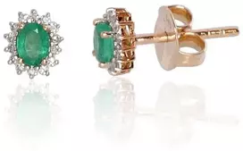 Diamond Sky Jewelry Auksiniai auskarai su deimantais ir smaragdais „Ferro III“