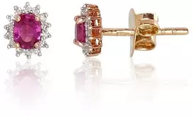 Diamond Sky Jewelry Auksiniai auskarai su deimantais ir rubinais „Ferro II“
