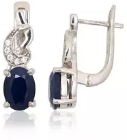 Diamond Sky Jewelry Sidabriniai auskarai su cirkoniais ir safyrais „Splendor Sapphire“