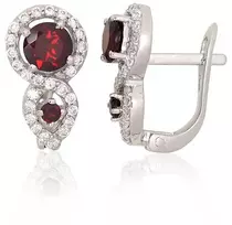 Diamond Sky Jewelry Sidabriniai auskarai su cirkoniais ir granatais „Sophie“