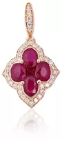 Diamond Sky Jewelry Auksinis pakabukas su deimantais ir rubinais „Deimantų Gėlė IX“