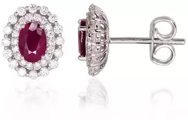 Diamond Sky Jewelry Auksiniai auskarai-vinukai su deimantais ir rubinais „Ferro V“