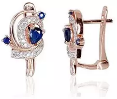 Diamond Sky Jewelry Auksiniai auskarai su deimantais ir safyrais „Grotex VI“