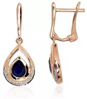Diamond Sky Jewelry Auksiniai auskarai su deimantais ir safyrais „Royal III“