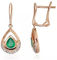 Diamond Sky Jewelry Auksiniai auskarai su deimantais ir smaragdais „Royal V“