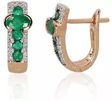 Diamond Sky Jewelry Auksiniai auskarai su deimantais ir smaragdais „Amžinybė“