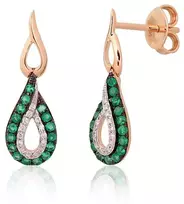 Diamond Sky Jewelry Auksiniai auskarai su deimantais ir smaragdais „Princesės Ašara“