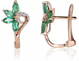 Diamond Sky Jewelry Auksiniai auskarai su deimantais ir smaragdais „Crystallite VI“