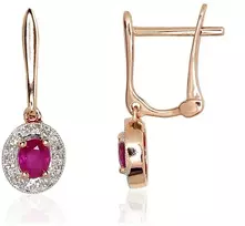 Diamond Sky Jewelry Auksiniai auskarai su deimantais ir rubinais „Sofia V“