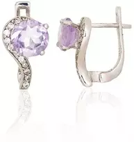 Diamond Sky Jewelry Sidabriniai auskarai su cirkoniais ir ametistais „Melody“