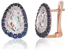 Diamond Sky Jewelry Auksiniai auskarai su deimantais, topazais ir safyrais „Charlotte II“