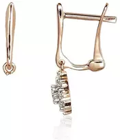 Diamond Sky Jewelry Auksiniai auskarai su deimantais „Deimantų Gėlė“