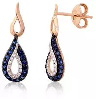 Diamond Sky Jewelry Auksiniai auskarai su deimantais ir safyrais „Princesės Ašara II“