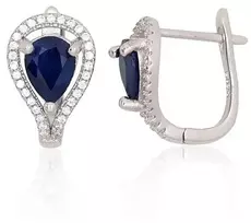 Diamond Sky Jewelry Sidabriniai auskarai su cirkoniais ir safyrais „Vienna III“