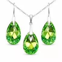 Diamond Sky Jewelry Sidabrinis papuošalų rinkinys moterims „Baroque (Peridot AB)“ su Swarovski® kristalais