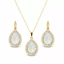 Diamond Sky Jewelry Papuošalų rinkinys moterims „Celestial Drop (Baltas Opal)“ su Swarovski® kristalais