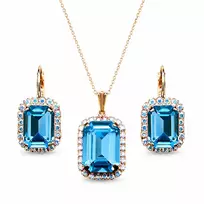 Diamond Sky Jewelry Papuošalų rinkinys moterims „Lourdes (Aquamarine)“ su Swarovski® kristalais