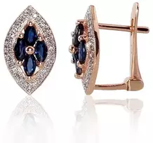 Diamond Sky Jewelry Auksiniai auskarai su deimantais ir safyrais „Aleksandrija V“