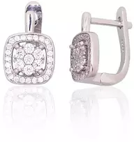 Diamond Sky Jewelry Sidabriniai auskarai su cirkoniais „Akmeninė Gėlė IV“