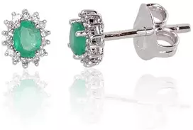 Diamond Sky Jewelry Auksiniai auskarai su deimantais ir smaragdais „Ferro III“