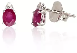 Diamond Sky Jewelry Auksiniai auskarai-vinukai su deimantais ir rubinais „Notika“