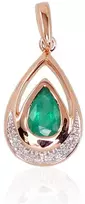 Diamond Sky Jewelry Auksinis pakabukas su deimantais ir smaragdais „Royal V“