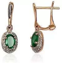 Diamond Sky Jewelry Auksiniai auskarai su deimantais ir smaragdais „Saulutė IV“
