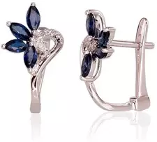 Diamond Sky Jewelry Auksiniai auskarai su deimantais ir safyrais „Crystallite II“