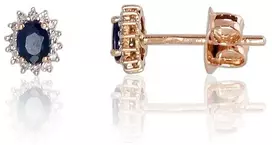 Diamond Sky Jewelry Auksiniai auskarai-vinukai su deimantais ir safyrais „Ferro“
