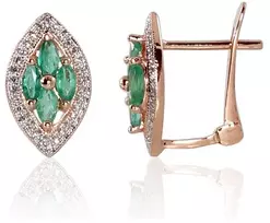 Diamond Sky Jewelry Auksiniai auskarai su deimantais ir smaragdais „Aleksandrija IV“