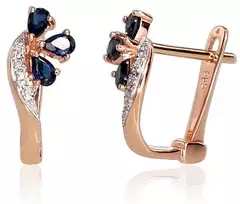 Diamond Sky Jewelry Auksiniai auskarai su deimantais ir safyrais „Imperatoriaus Karūna III“