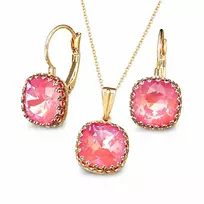 Diamond Sky Jewelry Papuošalų rinkinys moterims „Vintage V (Lotus Rožinė DeLite)“ su Swarovski® kristalais