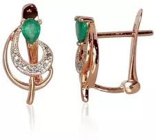 Diamond Sky Jewelry Auksiniai auskarai su deimantais ir smaragdais „Groteks V“