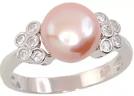 Diamond Sky Jewelry Sidabrinis žiedas su cirkoniais ir perlais „Dawn Pearl III“