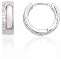 Diamond Sky Jewelry Sidabriniai auskarai-žiedai su cirkoniais ir perlamutru „Megan“