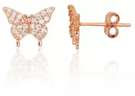Diamond Sky Jewelry Vaikiški sidabriniai auskarai-vinukai su cirkoniais „Tender Flight“