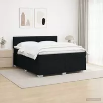 Lova su čiužiniu ir LED apšvietimu Juoda 180 x 200 cm Audinys