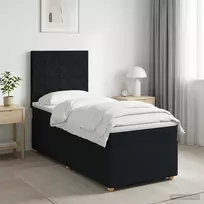 Spyruoklinė lova su čiužiniu Juoda 90 x 200 cm Audinys