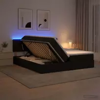 LED saugojimo lova su čiužiniu Juoda 180 x 200 cm Audinys